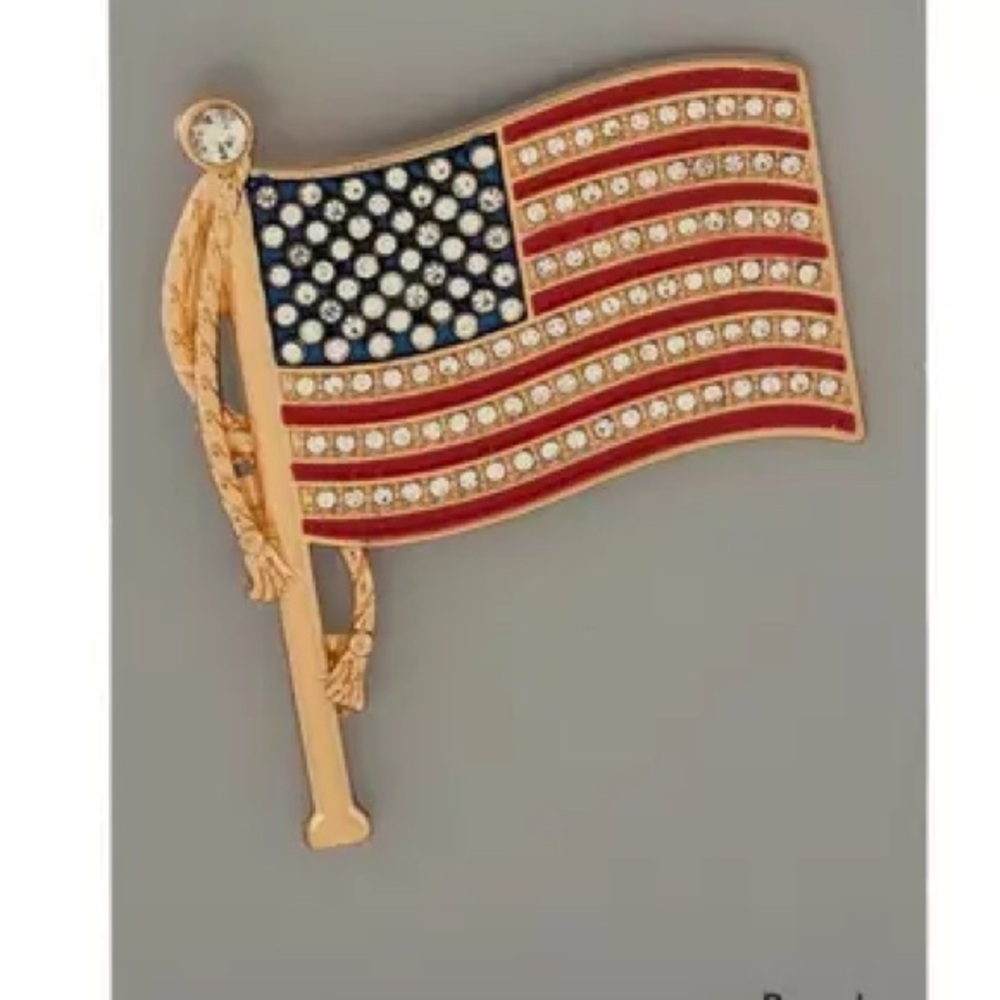 (2) Rhinestone American Flag Brooch